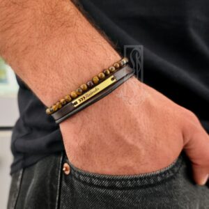 دستبند چرم 18 عیار رادمهر