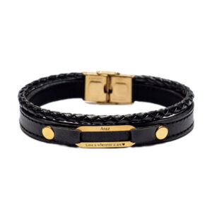 دستبند طلا و چرم اسم آراز