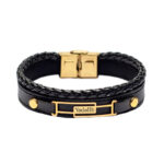 دستبند طلا و چرم اسم یدالله